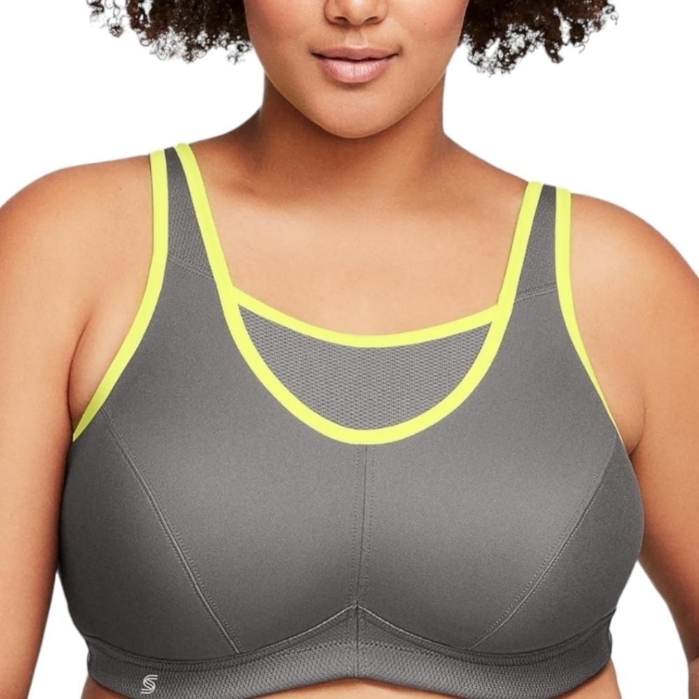 Glamorise No-Bounce Grey/Neon Cami Bra 34D NWOT